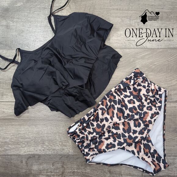 Adisputent High Waist Flounce Bikini Swimsuit Size L - Picture 3 of 7